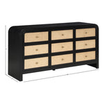 Siena Ash Wood And Natural Cane Dresser in Black