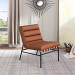 Burke Boucle Fabric Upholstered Accent Chair in Cognac