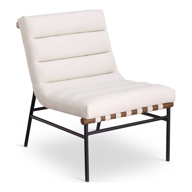 Burke Vegan Leather Upholstered Accent Chair in Cream