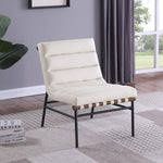 Burke Vegan Leather Upholstered Accent Chair in Cream