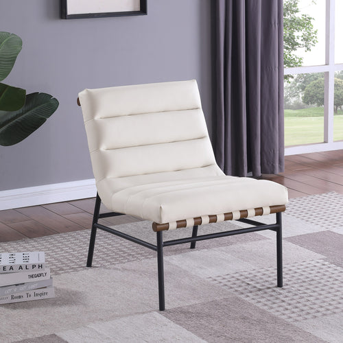 Burke Vegan Leather Upholstered Accent Chair in Cream
