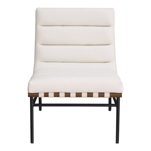 Burke Vegan Leather Upholstered Accent Chair in Cream