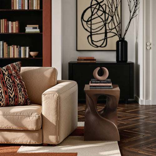 Jula Concrete Indoor/Outdoor End Table in Brown