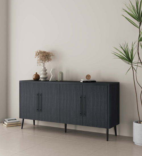 Jodie 65" Fluted Sideboard in Charcoal Gray