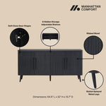 Jodie 65" Fluted Sideboard in Charcoal Gray
