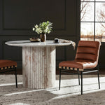 Burke Vegan Leather Upholstered Dining Chair in Cognac