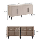 Jodie 65" Fluted Sideboard in Whitewashed Oak