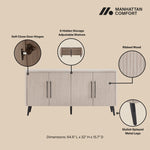 Jodie 65" Fluted Sideboard in Whitewashed Oak