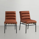 Burke Vegan Leather Upholstered Dining Chair in Cognac