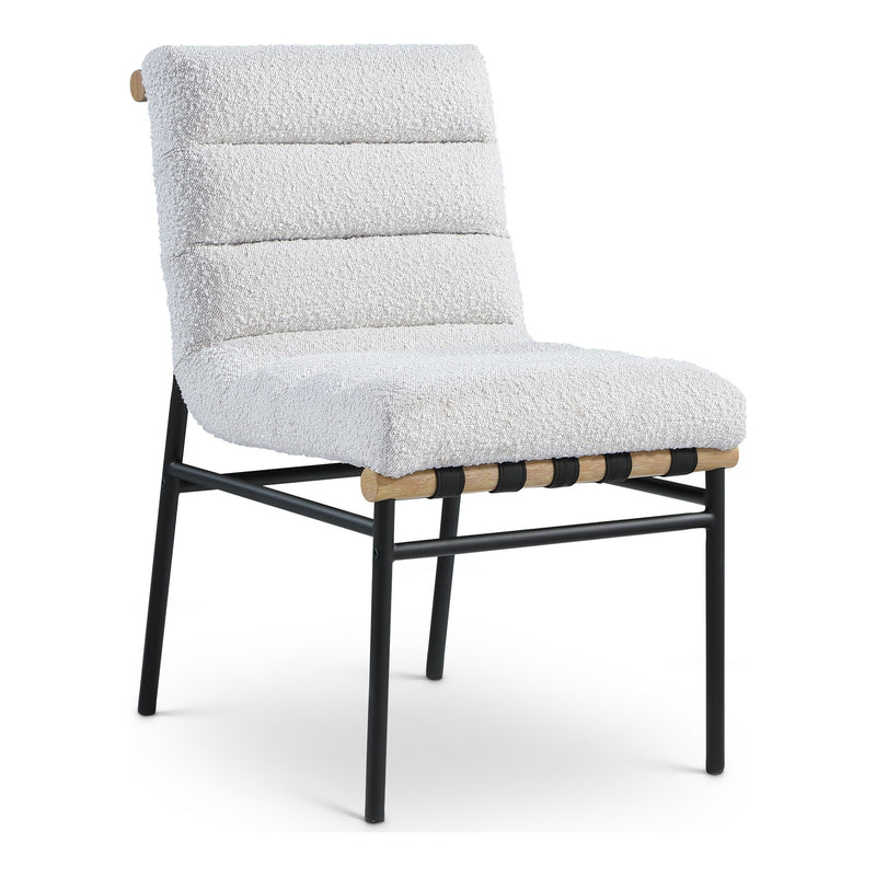 Burke Boucle Fabric Upholstered Dining Chair in Cream