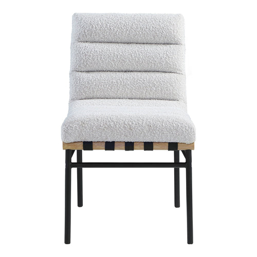 Burke Boucle Fabric Upholstered Dining Chair in Cream