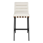 Burke Vegan Leather Upholstered Bar Stool in Cream