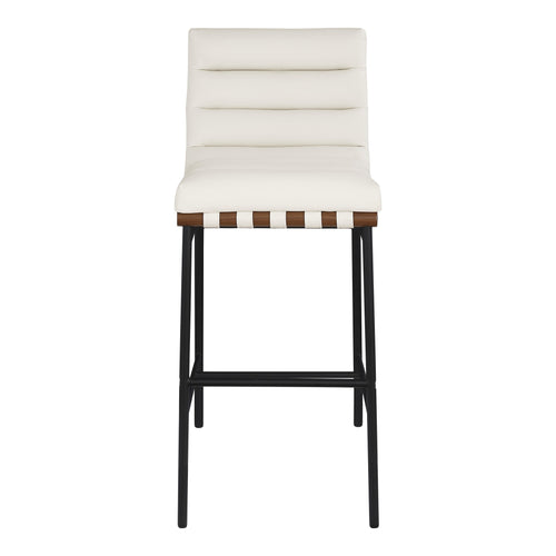 Burke Vegan Leather Upholstered Bar Stool in Cream