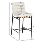 Burke Vegan Leather Upholstered Bar Stool in Cream