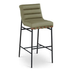 Burke Vegan Leather Upholstered Bar Stool in Olive Green
