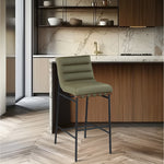 Burke Vegan Leather Upholstered Bar Stool in Olive Green