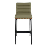 Burke Vegan Leather Upholstered Bar Stool in Olive Green