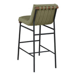Burke Vegan Leather Upholstered Bar Stool in Olive Green