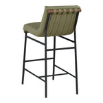Burke Vegan Leather Upholstered Bar Stool in Olive Green