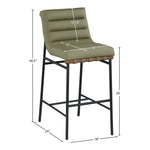 Burke Vegan Leather Upholstered Bar Stool in Olive Green
