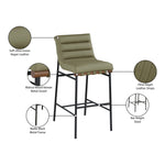 Burke Vegan Leather Upholstered Bar Stool in Olive Green