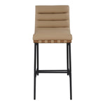 Burke Vegan Leather Upholstered Bar Stool in Tan