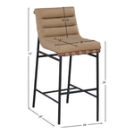 Burke Vegan Leather Upholstered Bar Stool in Tan
