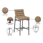 Burke Vegan Leather Upholstered Bar Stool in Tan