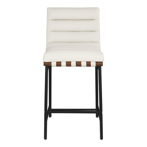 Burke Vegan Leather Upholstered Counter Stool in Cream