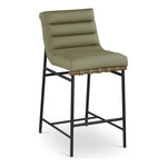 Burke Vegan Leather Upholstered Counter Stool in Green