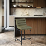 Burke Vegan Leather Upholstered Counter Stool in Green