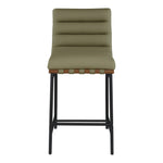 Burke Vegan Leather Upholstered Counter Stool in Green