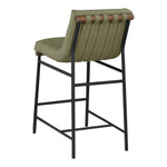 Burke Vegan Leather Upholstered Counter Stool in Green