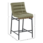 Burke Vegan Leather Upholstered Counter Stool in Green