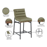 Burke Vegan Leather Upholstered Counter Stool in Green