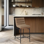 Burke Vegan Leather Upholstered Counter Stool in Tan