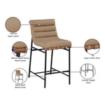 Burke Vegan Leather Upholstered Counter Stool in Tan