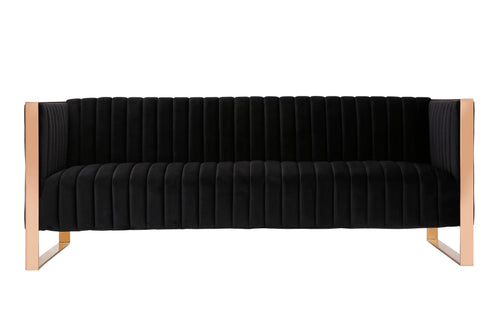 Trillium 83" Velvet Sofa in Black