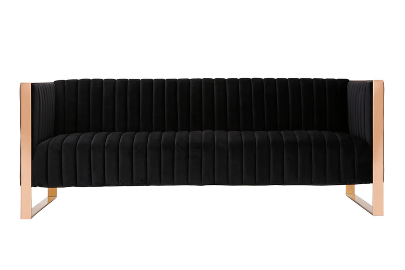 Trillium 83" Velvet Sofa in Black