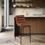 Burke Boucle Fabric Upholstered Bar Stool in Cognac
