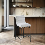 Burke Boucle Fabric Upholstered Bar Stool in Cream