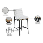 Burke Boucle Fabric Upholstered Bar Stool in Cream