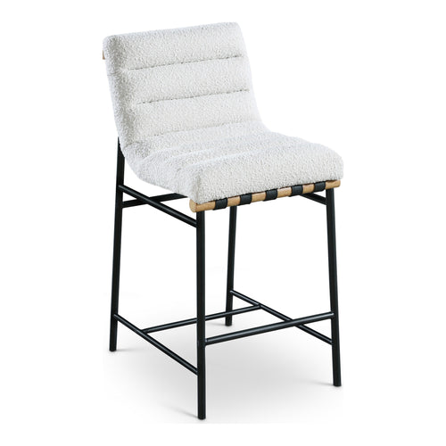 Burke Boucle Fabric Upholstered Counter Stool in Cream