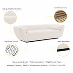 Ulka 96" Chenille Sofa in Cream