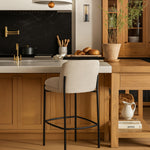 Burton Chenille Fabric Upholstered Counter Stool in Beige