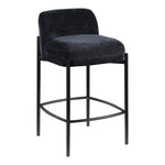 Burton Chenille Fabric Upholstered Counter Stool in Black