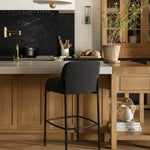 Burton Chenille Fabric Upholstered Counter Stool in Black