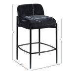 Burton Chenille Fabric Upholstered Counter Stool in Black