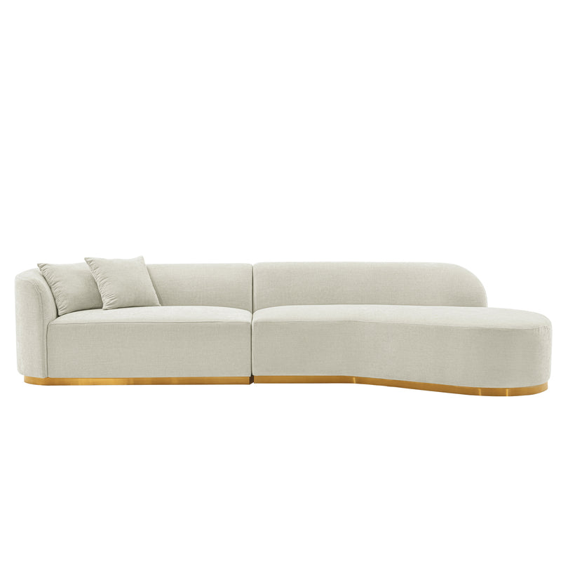 Daria 132" Chenille Sectional in Ivory