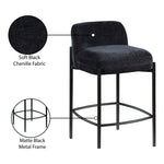 Burton Chenille Fabric Upholstered Counter Stool in Black